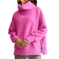 thumbnail image 3 of LANGWYQU Long Sleeve Turtle Neckline Women Casual Hoodies Side Zipper Sweatshirt, 3 of 5