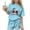 Blue, variant on CYRBOKO Girls Casual Outfit Sets, 2-Piece Summer Elastic Waist Printed Short Sleeve Tops with Shorts Pink Size 10 T