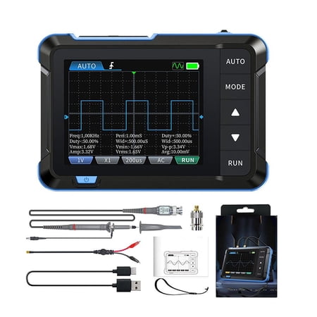 DSO153 Handheld Digital Oscilloscope with Built-in Signal Generator, 1MHz Bandwidth 5MS/s Sampling Rate, 2.8 Inch LCD Display for Electronic Testing and Troubleshooting(B)