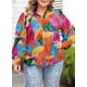 thumbnail image 3 of Blusa Eytino para mujer, talla grande, cuello en V, manga larga, multicolor, 3 of 6