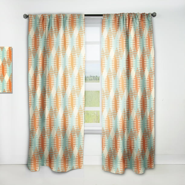 Designart 'Hexagon Retro Pattern V' MidCentury Modern Curtain Panel