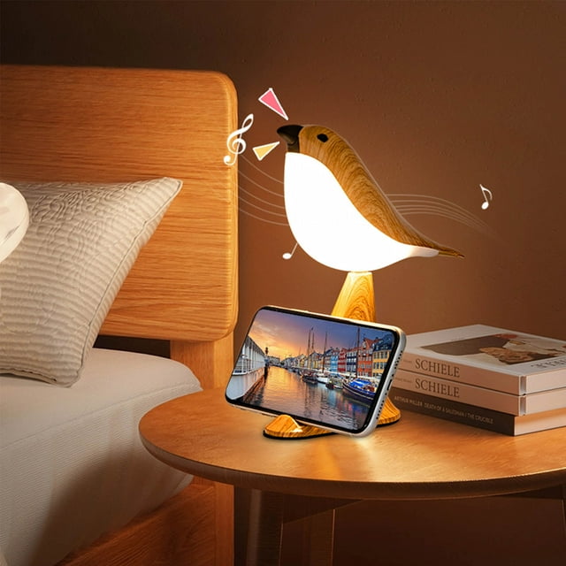 Magpie Aromatherapy LED Bird Night Light with Remote Control - Rechargeable Desk Lamp with 3 Color Temperatures, 10 Brightness Levels, Timer Function, Bird Sounds & Aroma Diffuser
