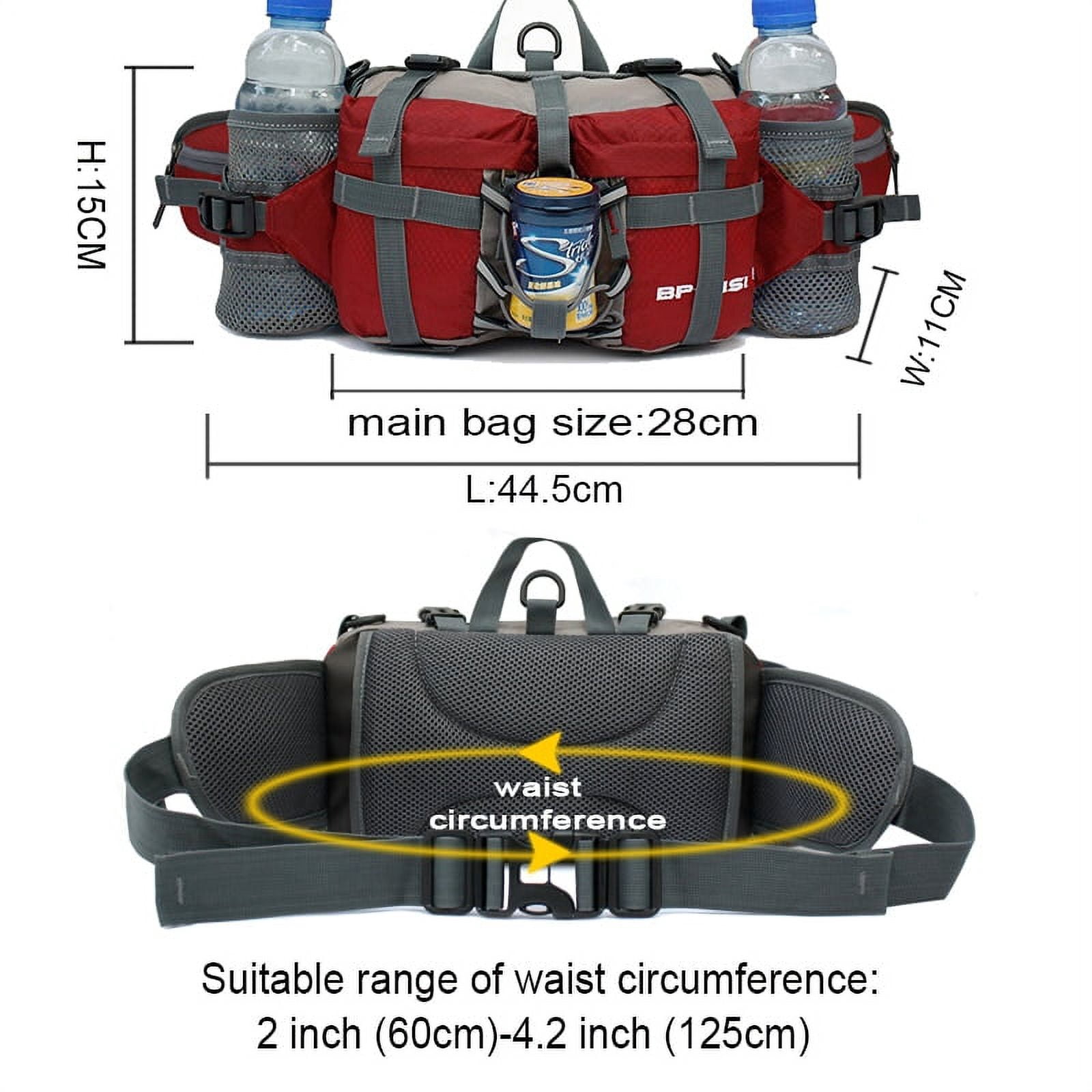 Running Bags for Men Women Outdoor Fanny Pack Waterproof Hiking Camping Biking Waterproof Waist Pack with 2 Water Bottle Holder