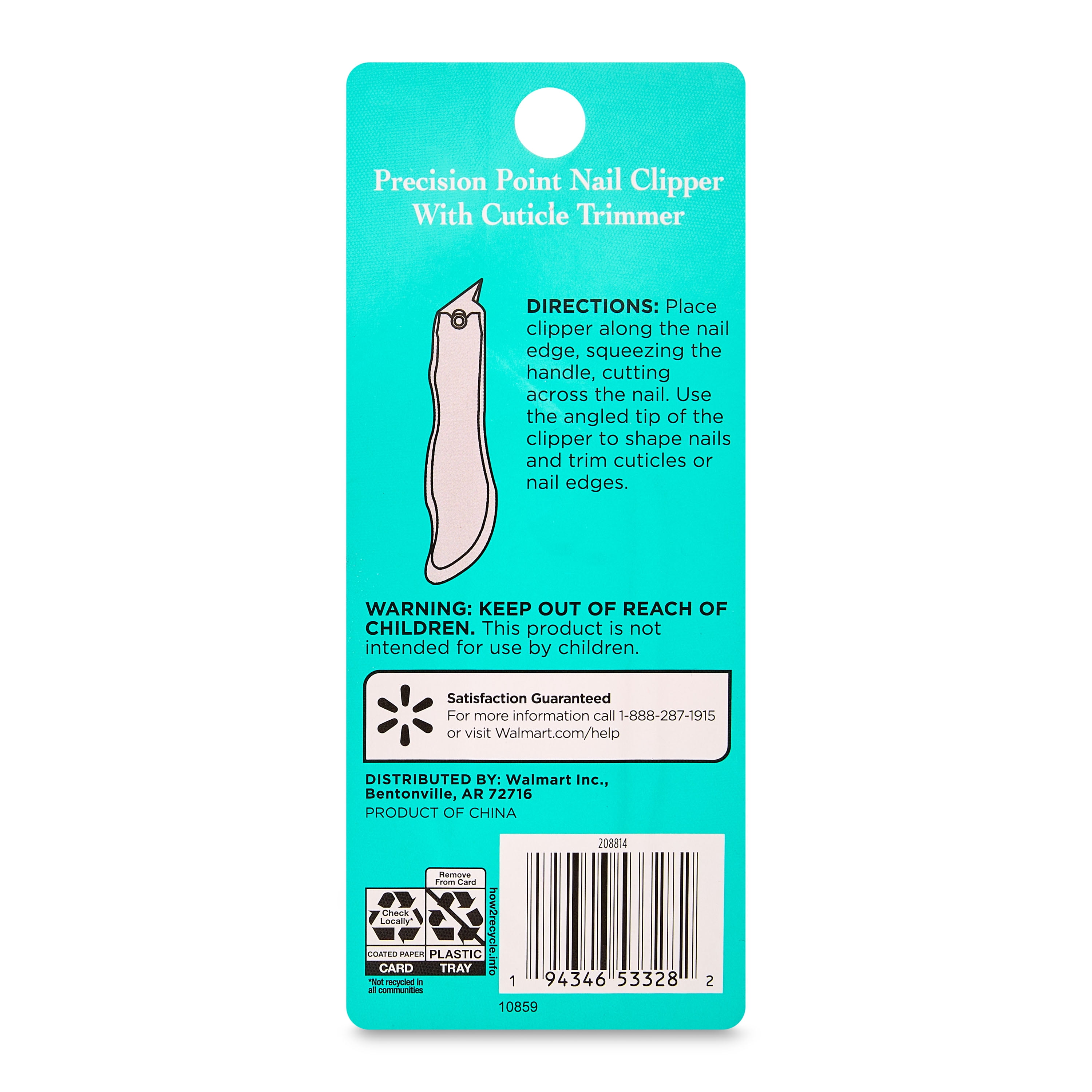 Equate Precision Point Nail Clipper with Cuticle Trimmer, 1 Count