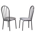 thumbnail image 4 of Sunset Trading 3 Pièces Table à Manger avec 1 Table Ronde &amp; 2 Chaises avec Sièges Rembourrés en Acier Gris, 4 of 5