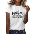 thumbnail image 1 of WEAIXIMIUNG T-Shirt Imprimé Lapin de Pâques pour Femmes Manches Courtes Col Rond Haut Décontracté Slim, 1 of 4