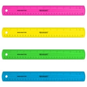 Shatterproof Ruler with Anti-Microbial, Assorted Translucent Colors 12"