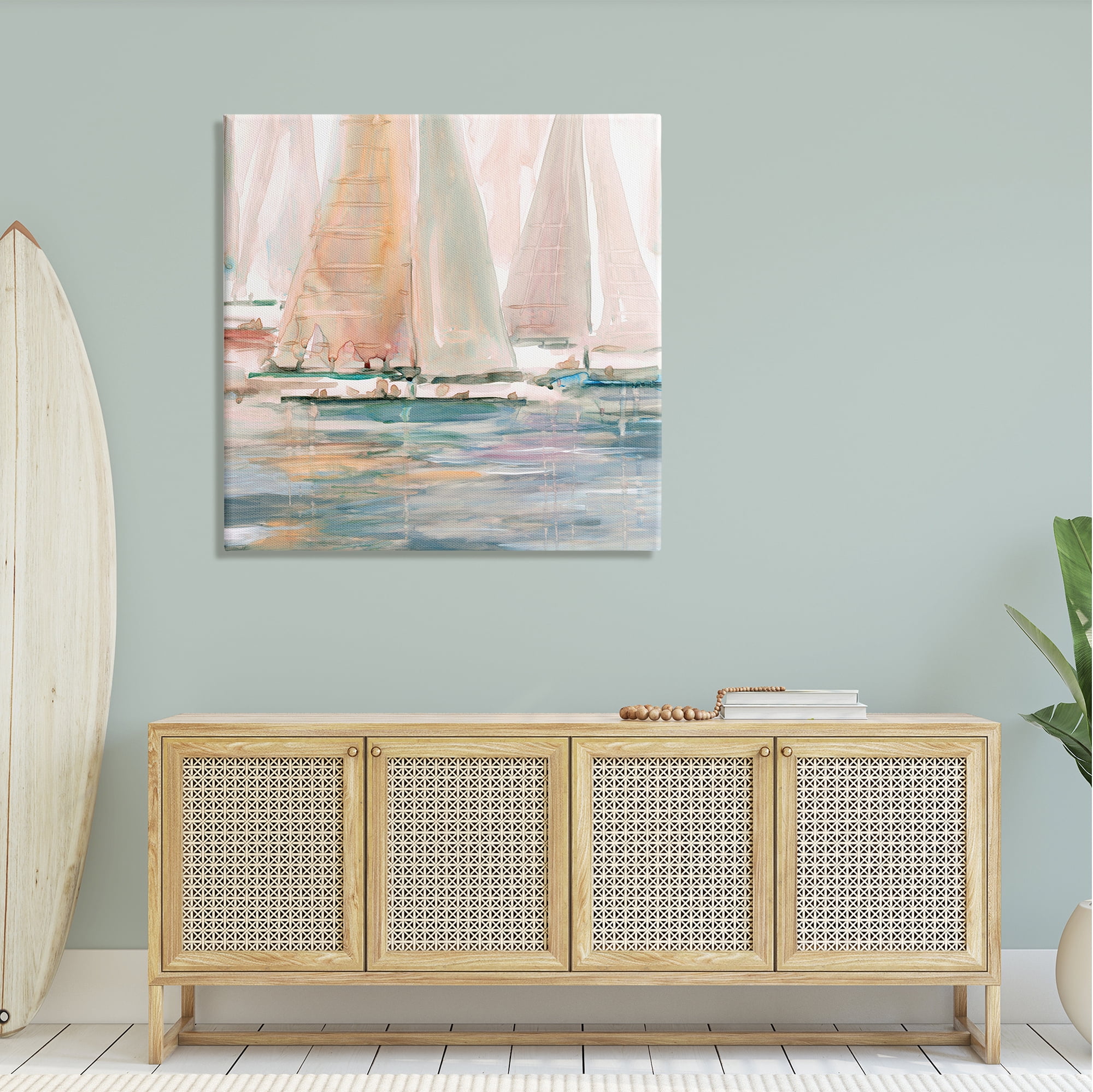 Stupell Industries Warm Sunlit Sailboats Reflection Ocean Water Surface Painting Gallery Wrapped Canvas Print Wall Art, Design by Carol Robinson