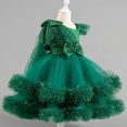 thumbnail image 6 of IBTOM CASTLE Toddler Baby Girls Shiny Sequin Heart Pageant Dress Sequins Heart Tulle Tutu Dress Flower Wedding Princess Birthday Party Prom Gown 18-24 Months Green, 6 of 7