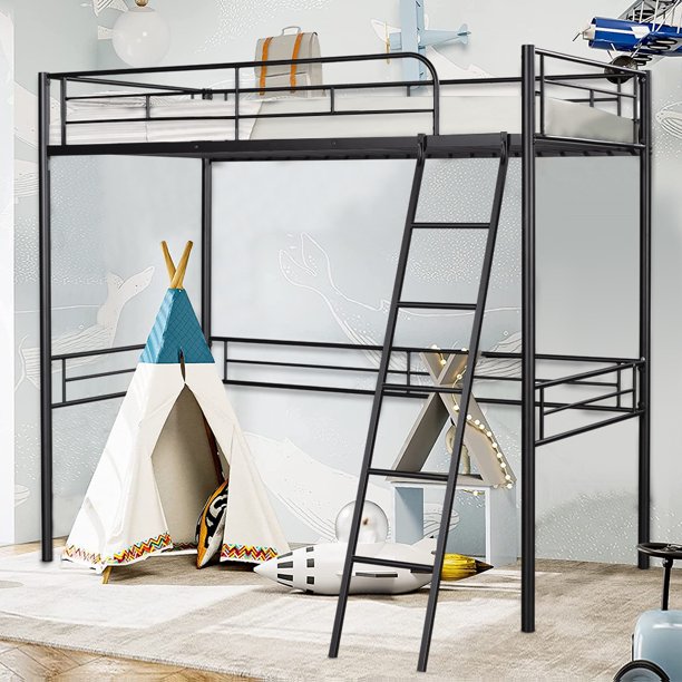 SESSLIFE Twin Metal Loft Bed, High Steel Loft Bed for Teens, Heavy Duty