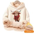 thumbnail image 4 of Hiijoy Girls Sherpa Hoodie Cute Cow Graphic Pullover Sweatshirt, Beige, Sizes 3-16, 4 of 4