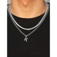 thumbnail image 3 of Apsvo 2pcs Men Chain Necklaces,18 Inch Herringbone Link Chain and 20 Inch Cuba Link Chain,Silver A-Z Initial Necklace,Layered Stainless Steel Letter Pendant Necklace Jewelry Gift for Men, 3 of 6