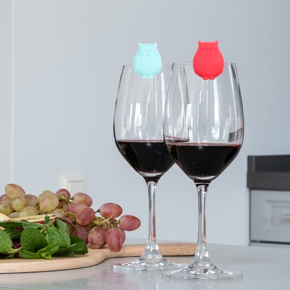 Mobutofu Set of 6 Assorted Color Drink Markers, 0.8x0.6 Inch Wine Glass Tags for Parties, Events, and Gatherings
