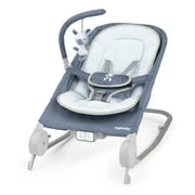 Ingenuity Happy Belly Rock-to-Bounce Baby Massage Seat,Bouncer and Rocker For Ages 0-6 Months, Unisex, Blue - Chambray