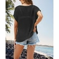 thumbnail image 4 of Beach Cover Up for Women Mesh Hollow Out Swimsuit Cover Up Short Sleeve Swimwear Pullover Crochet Tops Shermie, 4 of 6
