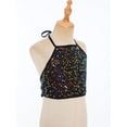 thumbnail image 4 of Doomiva Kids Girls Sequins Spaghetti Straps Crop Tank Top Sleeveless Camisole Modern Jazz Hip Hop Performance Vest Shirt C Black 100, 4 of 7