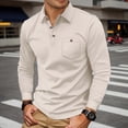 thumbnail image 2 of Men Polo Shirts Fall Winter Long Sleeve Tops Solid Color Button Down Collared Casual Soft Mens Shirts, 2 of 9