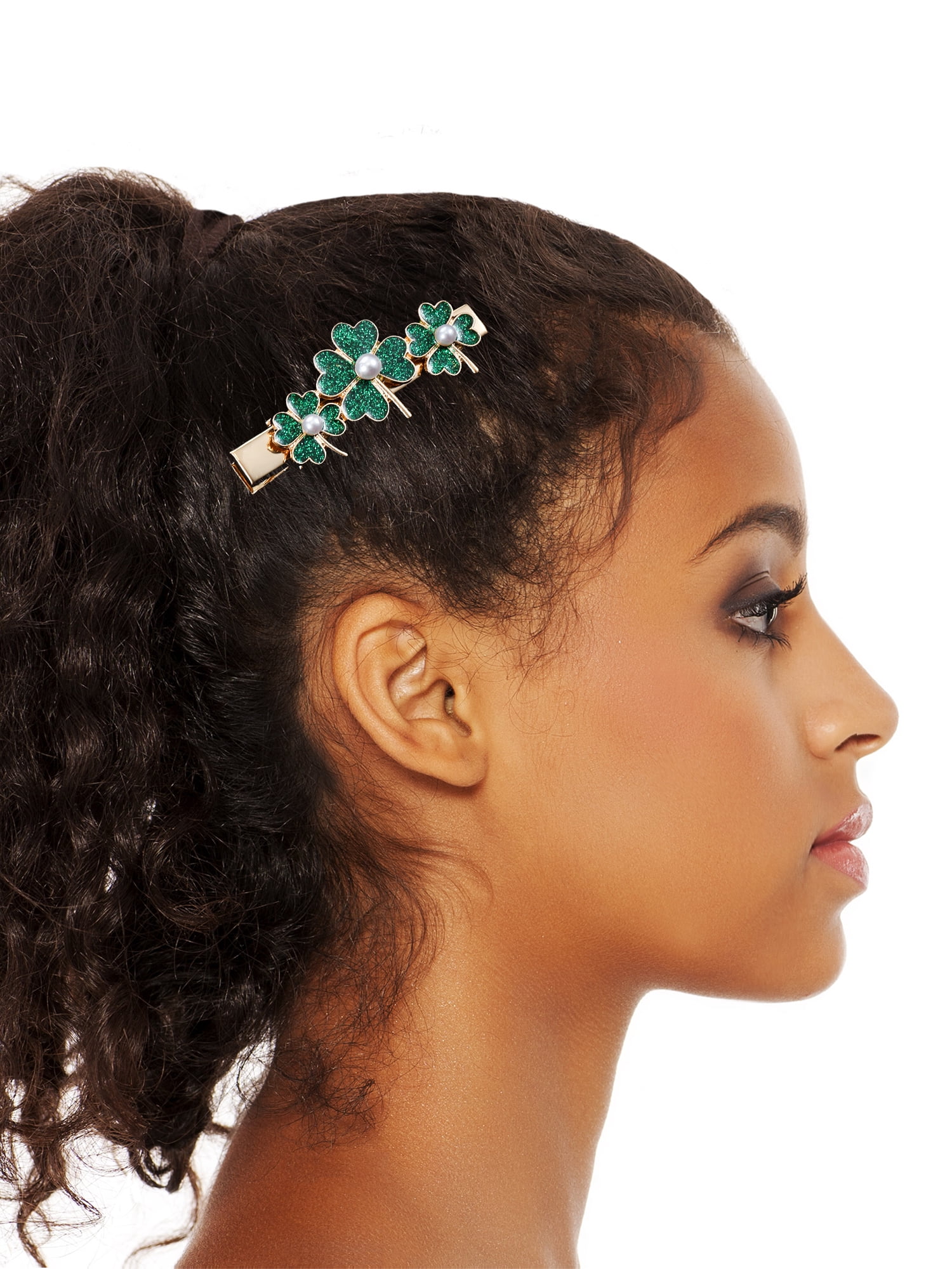 Way to Celebrate St. Patrick's Day Clover Hair Clips, 2 Pieces