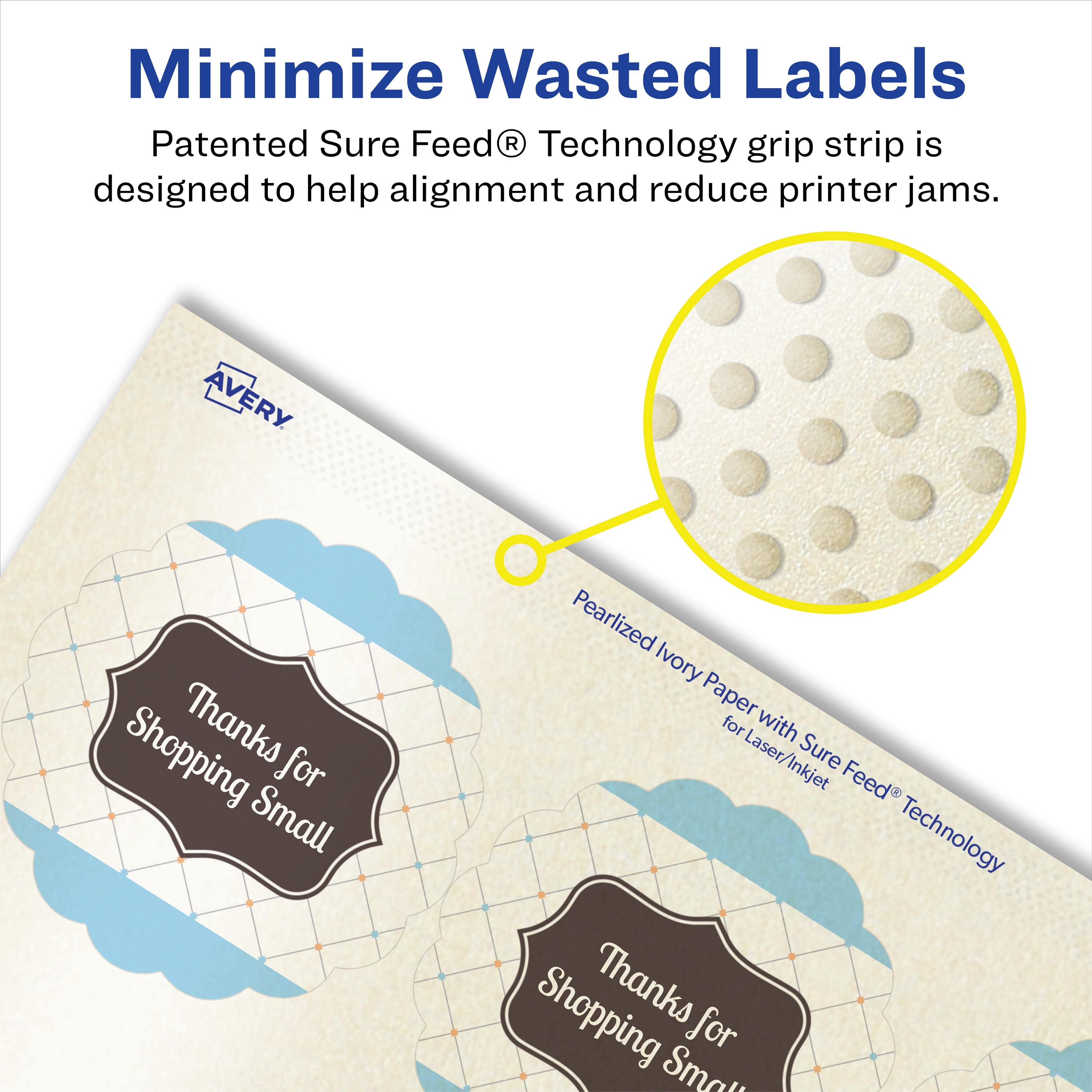 Avery Pearlized Ivory Round Scalloped Labels, 2.5" Diameter, 90ct