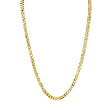 Hollow Mens Franco Chain 10K Yellow Gold 2.2MM-24 Inches