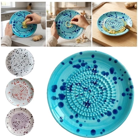 Ceramic Garlic Grater Plate, Ginger Grinding Dish and Cheese Grater Bowl for Garlic, Ginger, Parmesan and Chocolate