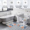 thumbnail image 6 of Summer Ocean Bathroom Rugs Set Vintage Nautical Sea Orange Blue Starfish Corals Seashell Non Slip Absorbent Bath Mats 3 Piece Set with Bathroom Rug, U-Shaped Floor Mat, Toilet Seat Cover Small Size, 6 of 9