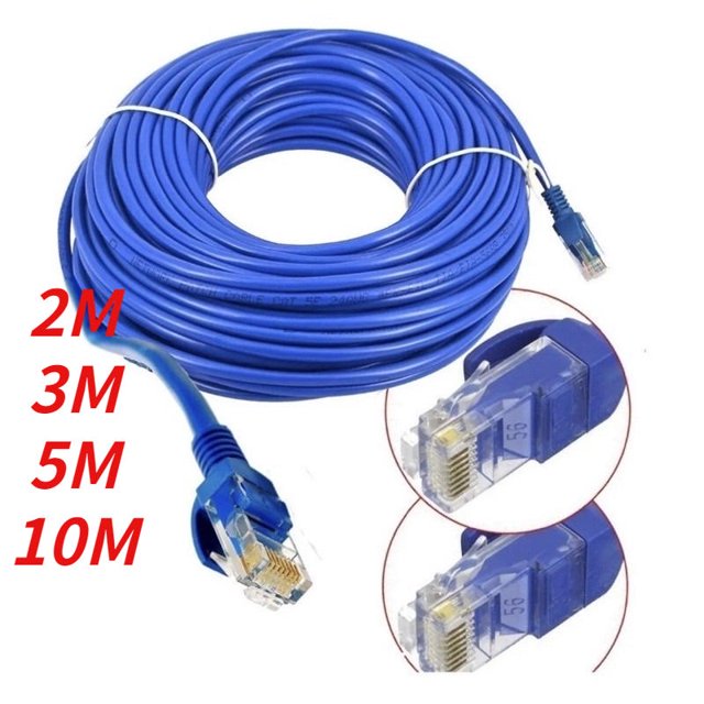 Cable de red rj45 cat5E 2m 3m 5m 10m Internet Lan Azul Crimpado Deng Xun unisex
