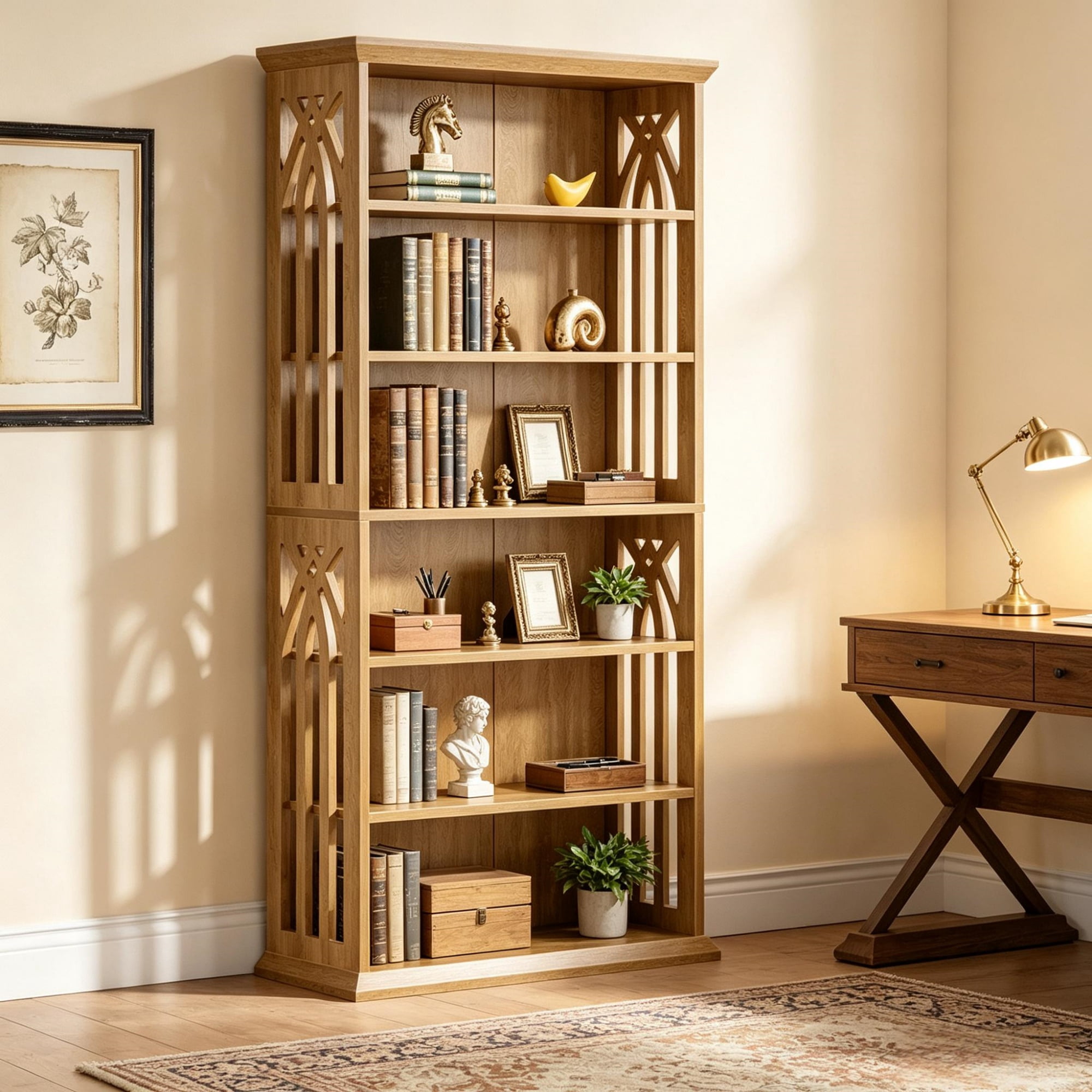 75 Inch 6 Tier Bookcase with Display Shelves and Storage Etagere