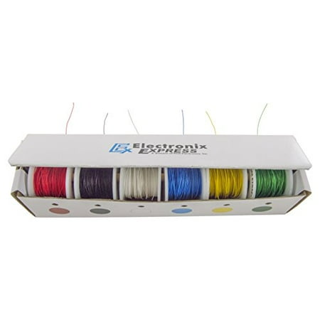 Electronix Express 27WK30WWR100 Solid 30 Gauge Wire Wrap, Kynar Insulated Wire  Kit with 6-100' Spools 
