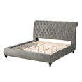 thumbnail image 5 of Roundhill Furniture Cerderia Velvet Upholstered Button Tufted Nailhead Trim Sleigh Bed, Gray King, 5 of 5