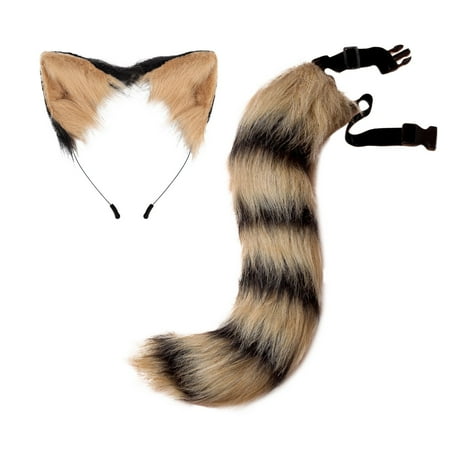 

3D Cute Animal Tail Pendant Women Holder Pompoms Tail Fashionable Hairy Tail 50cm Tail With Ear Headband