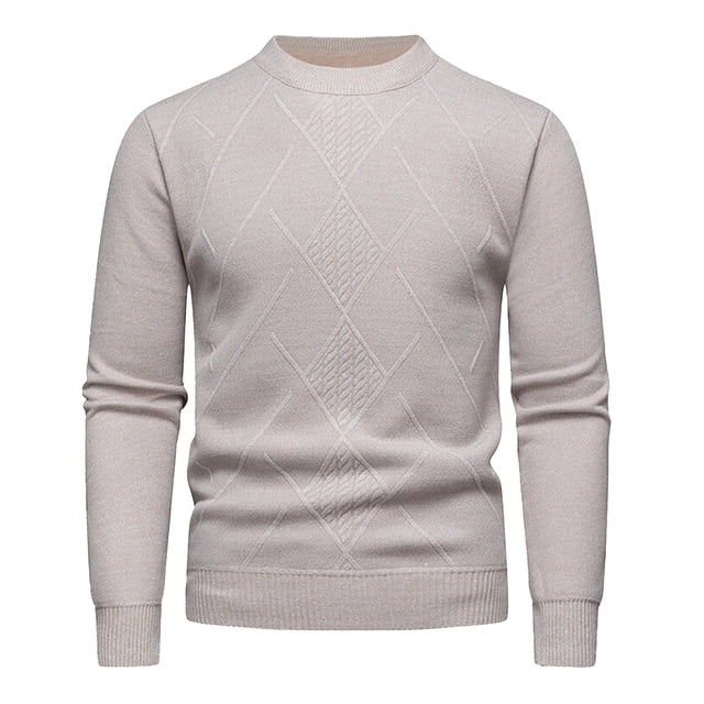 YDLCAFD Autumn And Winter Lozenge Long Sleeved Sweater With Warm Everyday Solid Color Base Sweater