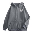 thumbnail image 7 of Puliio Womens Full Zip Up Hoodie Oversized Vintage Graphic Print Warm Fall Sweatshirt With Side Pockets, 7 of 7