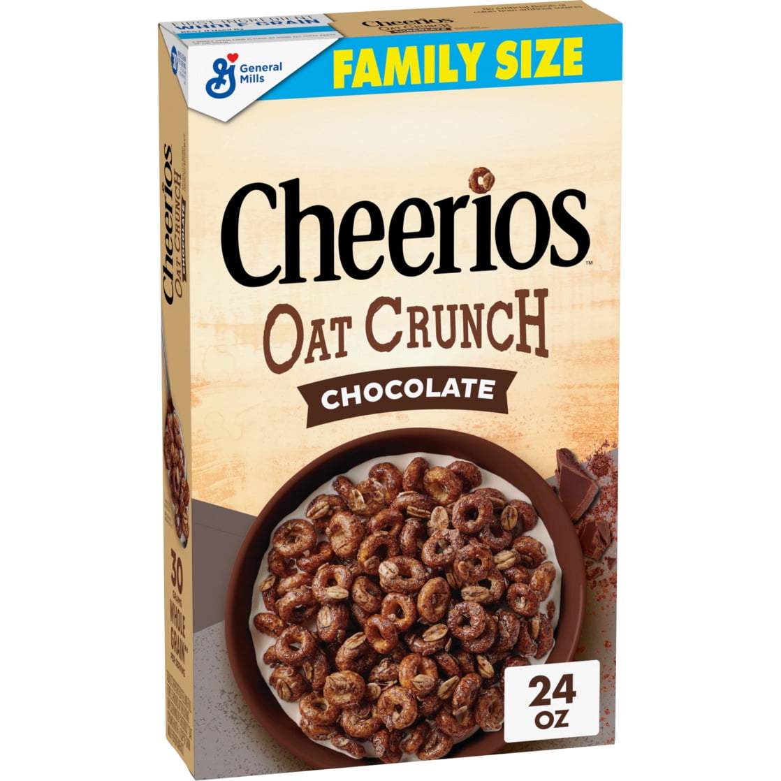 (8 pack) Cheerios Oat Crunch Chocolate Breakfast Cereal, Made with Whole Grain, Family Size, 24 oz