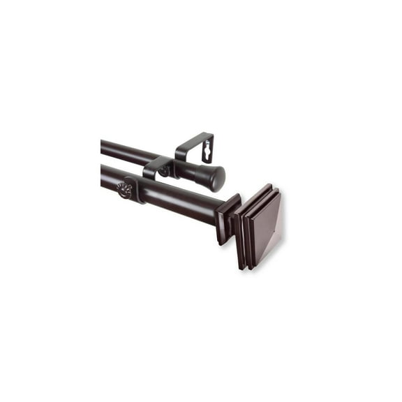 Adjustable Double Curtain Rod 1" Mahogany Finish - 160" to 240" - Home Decor Window Treatment