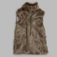 thumbnail image 3 of Aoochasliy Womens Jackets and Coats Clothes Winter Faux Fur Wool Vest Faux Fur Vest Stand Collar Faux Overcoat Vest Jacket, 3 of 8