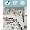 thumbnail image 4 of Eucalyptus Flower Summer Quilt Set Twin Size,Soft Microfiber Quilted Bedding Set with 2 Pillow Shams,Sage Green Botanical Boho Leaf Pink Lightweight All Season Bedspread Coverlet for Bedroom 68"x86", 4 of 6