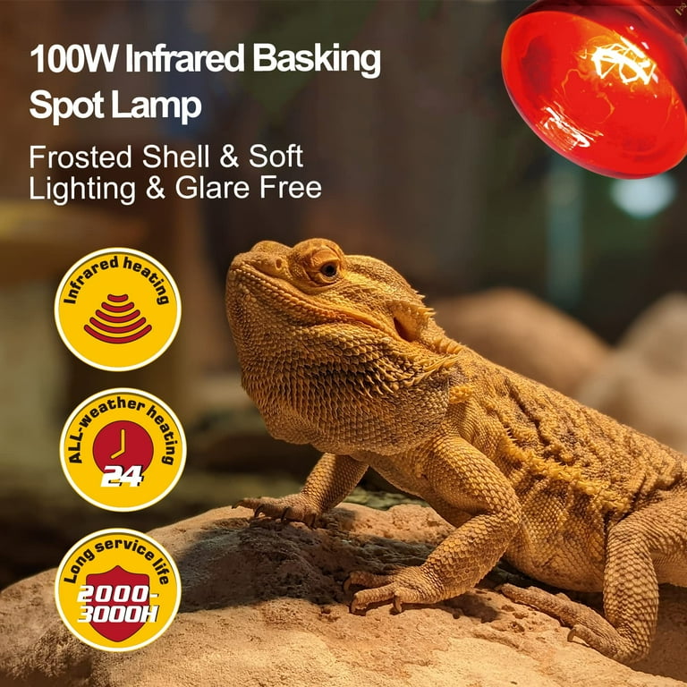 Bearded Dragon Light 2-Pack 100W Reptile Heat Lamps UVA Basking