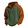 thumbnail image 4 of KHONTS Men's Quarter Zip Hoodies Drawstring Waffle Knit Hooded Sweatshirt Casual Long Sleeve Pullover Tops with Pocket Orange XXL, 4 of 4