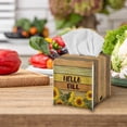 thumbnail image 5 of POLERO Stylish Tissue Box Holder Hello Fall Sunflower Square Tissue Cube Cover PU Leather Facial Organizer for Bathroom, Tabletop, Car, Night Stands, Office, Home, Kitchen, 5.1''X5.1''X5.5'', 5 of 7