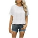 thumbnail image 1 of Camisetas de Manga Larga de las Mujeres de Color Sólido Botón Trasero Manga Corta Superior, Suelto Ajuste Casual Camiseta Diaria, 1 of 8