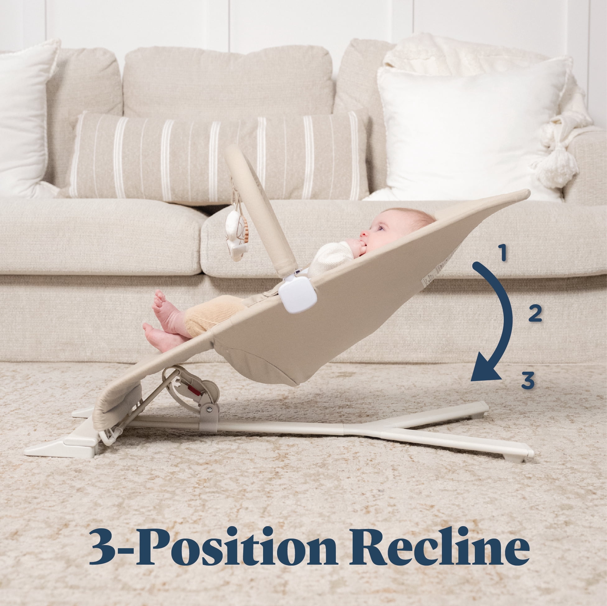 Baby Delight Alpine Organic Deluxe Portable Bouncer, Lightweight, Travel-Ready & Adjustable Recline, Organic Sesame