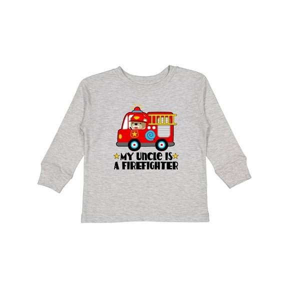 Inktastic Fireman Uncle is a Firefighter Boys or Girls Long Sleeve Toddler T-Shirt