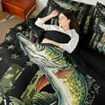 thumbnail image 5 of Feelyou Rustic Bass Fish Twin Bedding Sets 7-Piece, Green Camo American Flag Bedding Comforter Set, Hunting and Fishing Reversible Sheet Sets, Breathable Home Decor, 5 of 9