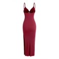 thumbnail image 2 of Vibrant V-Neck Cami Dress Sexy Cut Out Split Hem Sleeveless Flowy Essential, 2 of 13