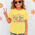 thumbnail image 3 of School Uniform Tshirts Girls Printed Crewneck T Shirt Short Sleeve Loose Fit Top Girls T Shirts Yellow 8-9 Years, 3 of 5