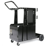 JLK-Tek 2-Tier Welding Cart with Locking Cabinet & 2 Cable Hooks & Safety Chain- 31 1/2in(L) x 13 4/5in(W)x 31 1/2in(H)