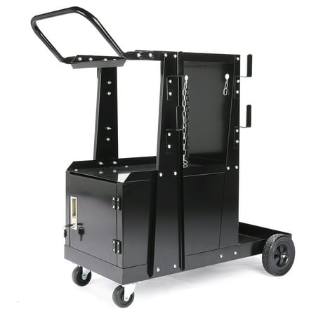 

JLK-Tek 2-Tier Welding Cart with Locking Cabinet & 2 Cable Hooks & Safety Chain- 31 1/2in(L) x 13 4/5in(W)x 31 1/2in(H)