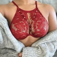thumbnail image 2 of Women Full Coverage Bra Solid Color Hollow Lace Lingerie, 2 of 3