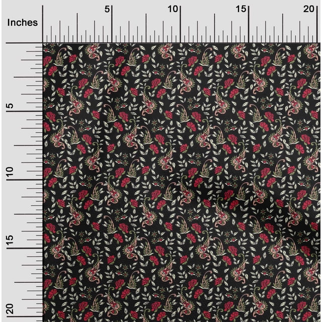 oneOone Polyester Lycra Fabric Leaves|Floral & Paisley Block Print Fabric By Yard 56 Inch Wide